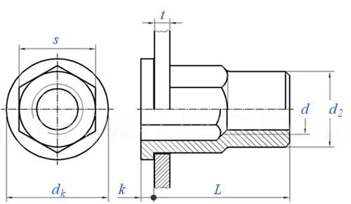 Flat Head Hexagonal Rivet Nut